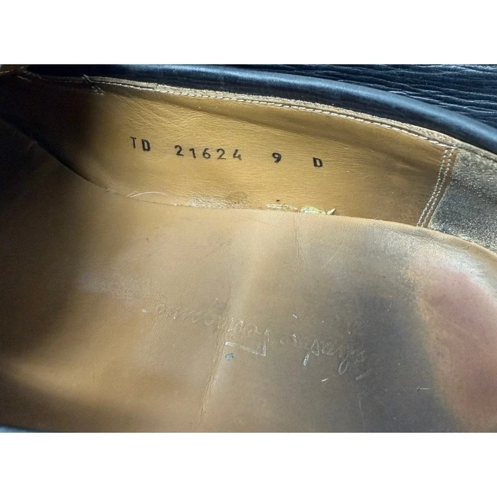 Salvatore Ferragamo Loafers‎ Mens 9 D Black Penny Loafer Leather Dress Shoes